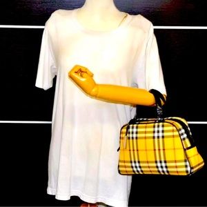 AUTHENTIC BURBERRY VINTAGE NOVA CHECK HAND BOSTON BAG PVC LEATHER BEIGE🇮🇹
